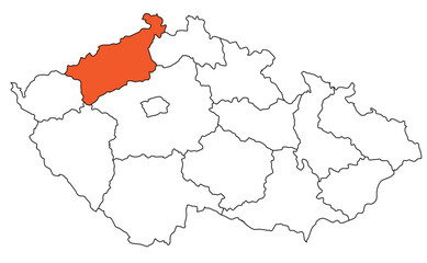 Fototapeta premium Outline of the map of the region of Czech Republic - Usti