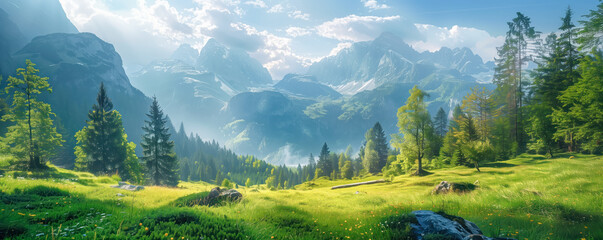 Fototapeta premium Abstract panoramic view of the beautiful landscape in USA.