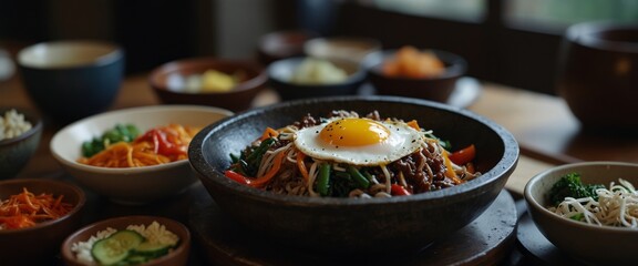 traditional fomous korean food , bibimbap good food for healthy.