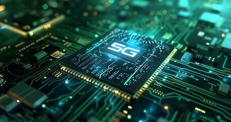 Fototapeta premium 5G network concept. Transforming Industries and Customer Service. A Look into the Future. 3D render