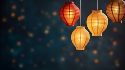 Obraz premium Glowing Paper Lanterns Against a Starry Night