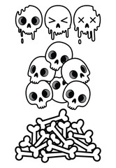 skull hand drawn, skeleton, cute skull vector