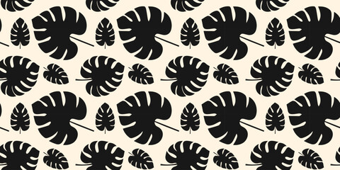 Monstera leaf seamless pattern. tropical leaves. print for textile, fabric, wallpaper, home decor, background. Summer wallpaper