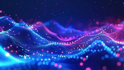 Neon colored wavy abstract background, futuristic texture design for business science and technology advertising, 3d rendering - Generative AI