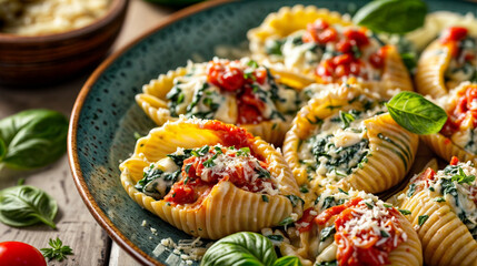 Spinach and Ricotta Stuffed Pasta Shells