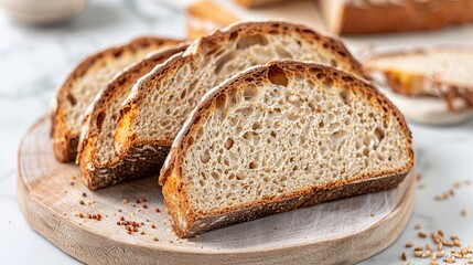 Whole grain sourdough bread, cut into slices