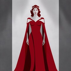 Red Maroon Minimalist Line Art Women