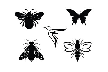 Collection of Insect silhouette illustration.