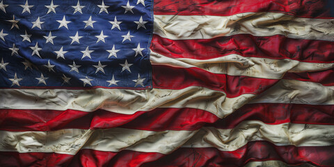 Obraz premium A weathered american flag displaying patriotism
