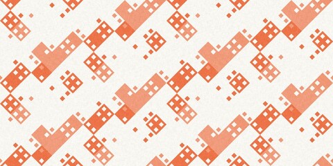 Simple glitch geometric seamless abstract border with playful woven peach color. Bright whimsical gender neutral bold irregular shape textile Cotton effect banner.