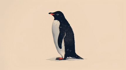Fototapeta premium simple minimalist doodle of a proud penguin at the center, perfect for penguin lovers great for minimalist art fans penguinart