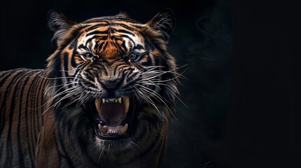 Intimidating tiger portrait. Photorealistic illustration.