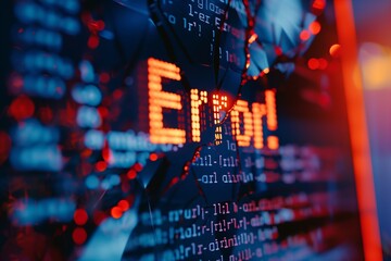The striking image of a glowing Error message on a computer screen conveys a sense of urgent tech issues