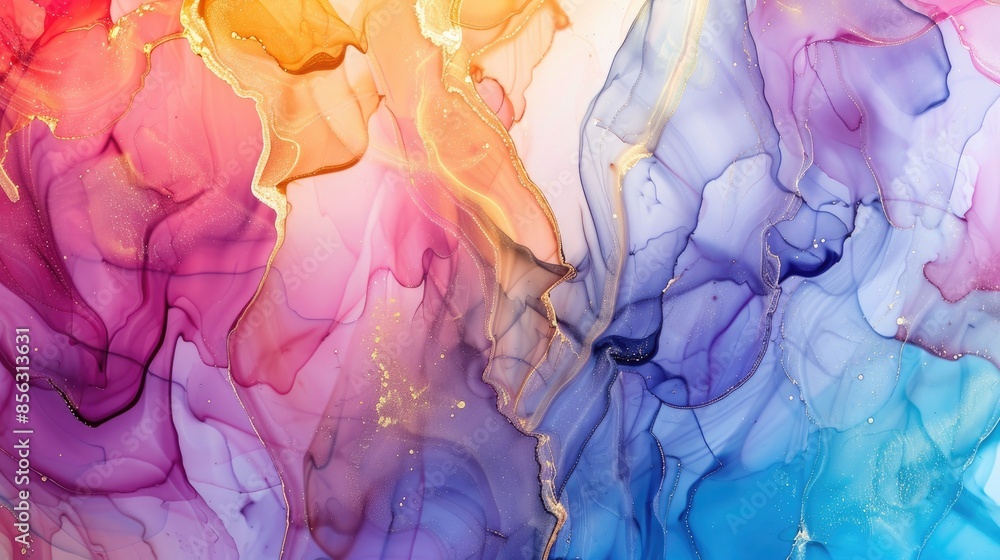Poster translucent alcohol ink colors create abstract multicolored marble texture for wrapping paper and wa