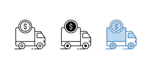 Delivery Fee icon design with white background stock illustration