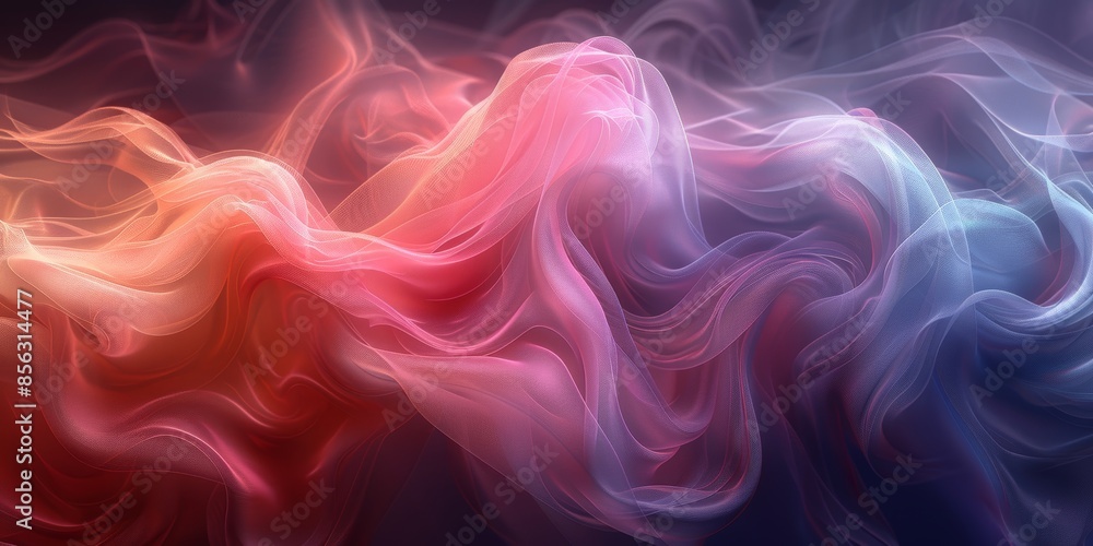 Poster abstract fluid waves in vibrant colors, showcasing the dynamic motion and radiant energy of modern d