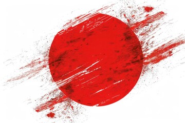 Japanese flag, simple flat style, white background, with a red circle Generative AI