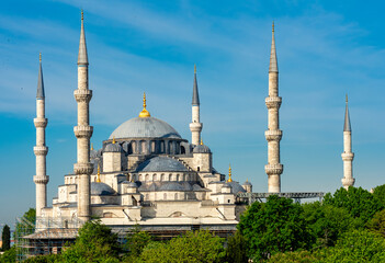 Blue or Sultan Ahmed mosque in center of Istanbul, Turkey