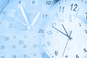 Clocks and calendars blue composite
