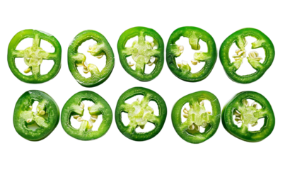 Fresh Sliced Green Jalapeno Peppers for Culinary Use and Recipes