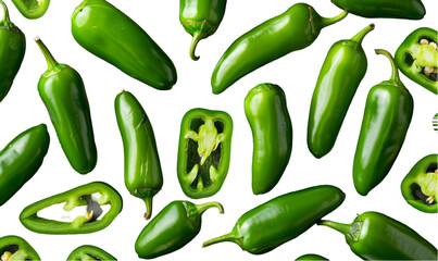 Fresh Green Jalapeno Peppers Isolated on Black Background Perfect for Recipes, Blog Posts, and Design Projects