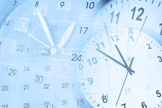 Clocks and calendars blue composite