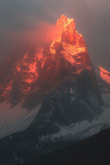 Alpenglow Majesty - Hyperrealistic Mountain Wallpaper
