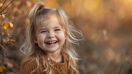 Fototapeta premium Laughing Little Girl, Filled With Pure Joy