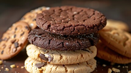Fototapeta premium Close-up of homemade cookies with a golden brown crust.