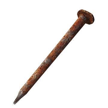 Rusty Nail, for construction and repair projects, Isolated on transparent background PNG