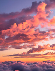 Obraz premium Beautiful cloudscape at sunset. Aerial view of the clouds.