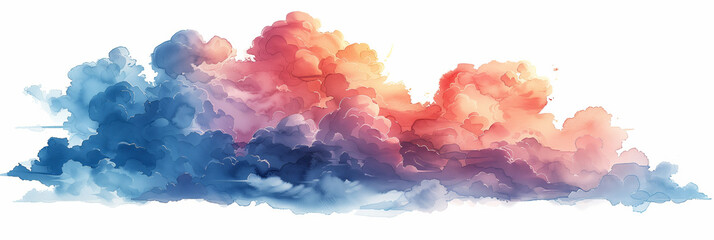 Fototapeta premium Watercolor painting of clouds in the sky.