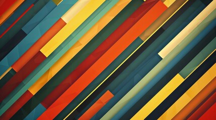 This wallpaper features a vibrant abstract pattern with various colored diagonal stripes creating an engaging background