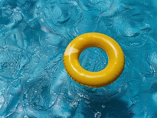 A bright yellow float sits atop rippling water in a swimming pool, providing a summer-themed abstract wallpaper background