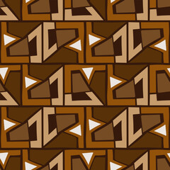 Abstract seamless background of geometric elements in brown shades