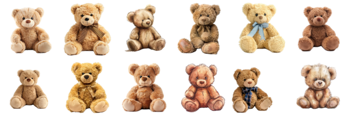 teddy bears stuffed animals isolated PNG variety pack