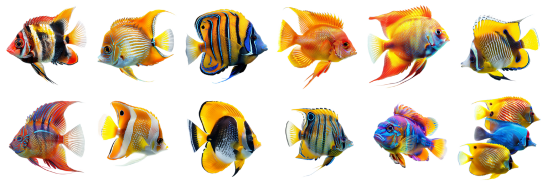 colorful tropical fish - exotic underwater animals isolated