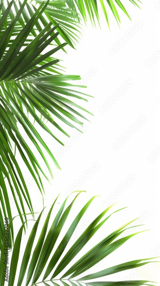 Wall mural palm leaf isolate on white background clipping path