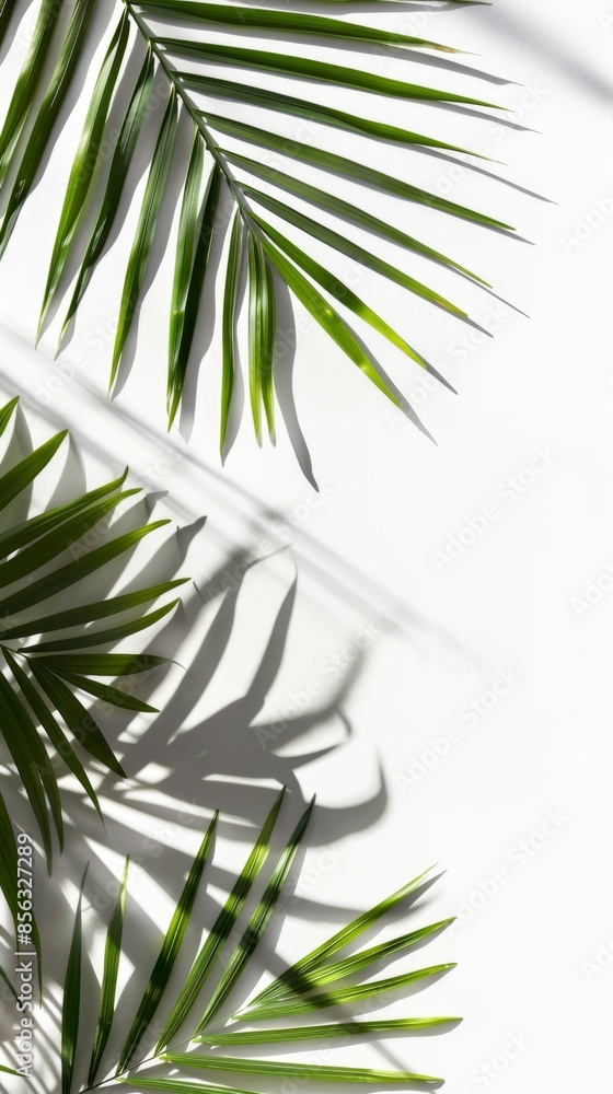 Wall mural palm leaf isolate on white background clipping path