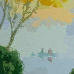 Oil painting and various flowers, fish, lotus leaves, chrysanthemums, mandarin ducks, birds, beautiful search