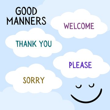 good manners for children with sky clouds background