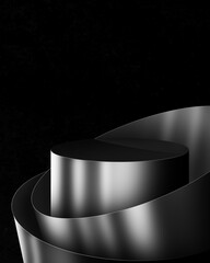 Pitch black matalic podium illutration for product display