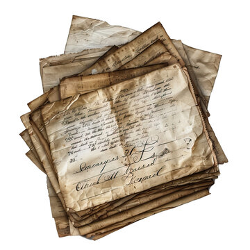 Old telegram with handwritten message, for sharing important news or invitations, isolated on transparent background PNG