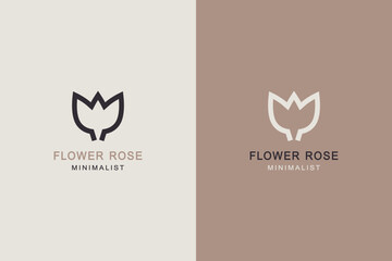 Minimal rose flower icon nature aesthetic logo design.	
