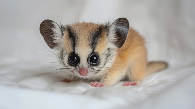 Cheerful adorable small rodent with large ears in a playful pose on blank white backdrop, wild animals concept, banner