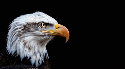 Obraz premium Close-up of the intense gaze of an American bald eagle against black.