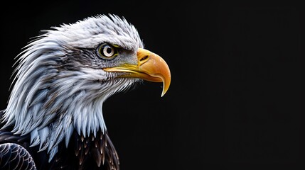 Obraz premium American bald eagle in a dramatic, isolated portrait.