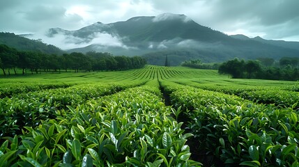 Scenic Tea Plantation in Lush Green Hills