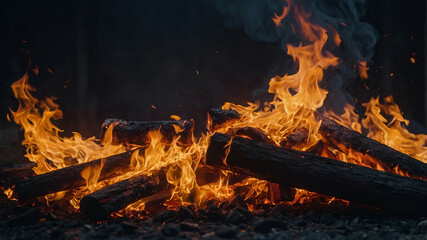 fire in the fireplace