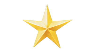 golden star isolated on white background , transparent png image